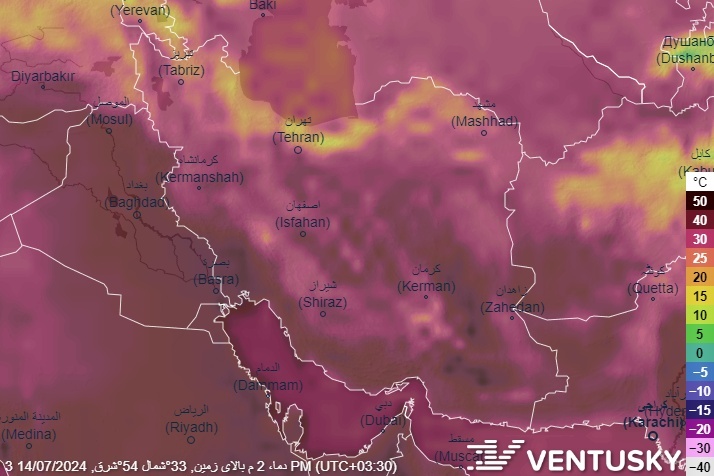 افزایش دمای یک تا سه درجه ای در هفت روز اخیر